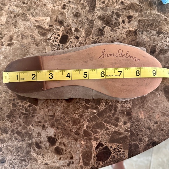 💖 Sam Edelman Florus Taupe Suede Ballet Flat with Bow-Wrap Top Knot - Picture 12 of 14